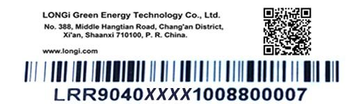 Barcode example on LONGi module